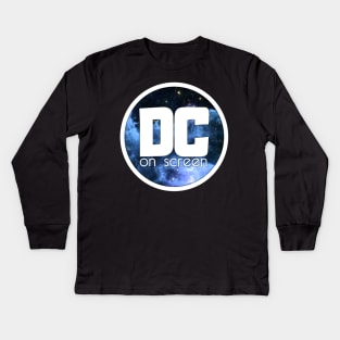 DC on SCREEN Podcast Logo (Blue Nebula Circle) Kids Long Sleeve T-Shirt
